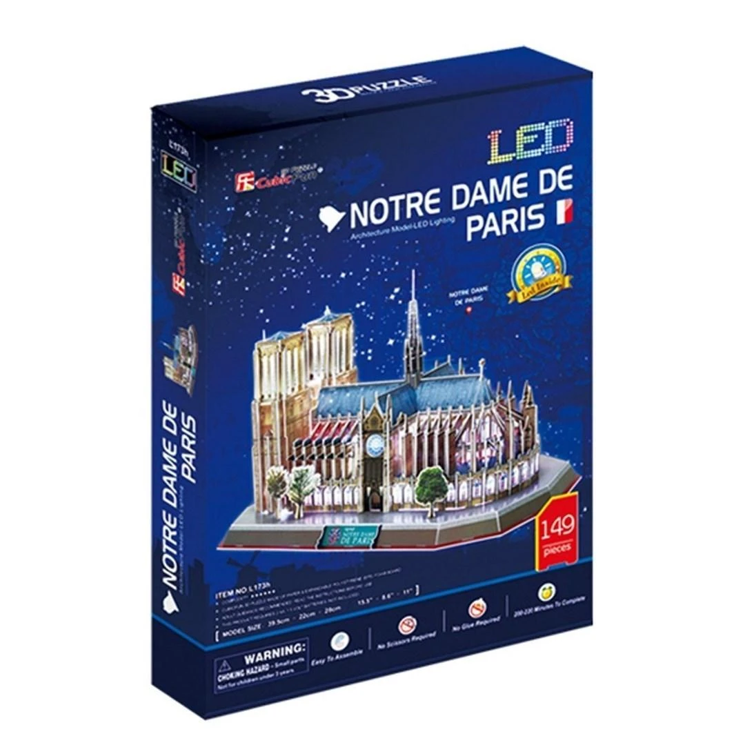 Puzzle 3D dėlionė CubicFun Notre Dame De Paris (su LED apšvietimu) 149 d.