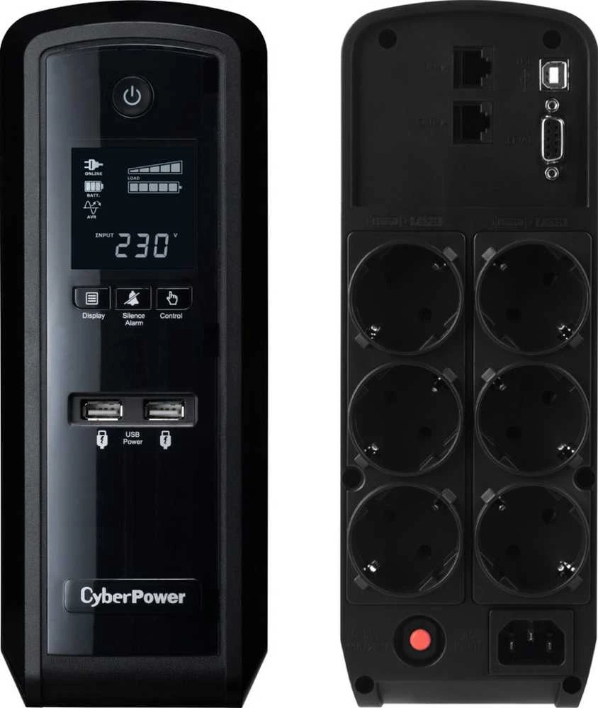 CyberPower | PFC sinusoidinių UPS serija | CP1350PFFLCD | 1350 VA | 880 W | 88 V | 144 V | NEMA 5-15P, 5 pėdų laidas
