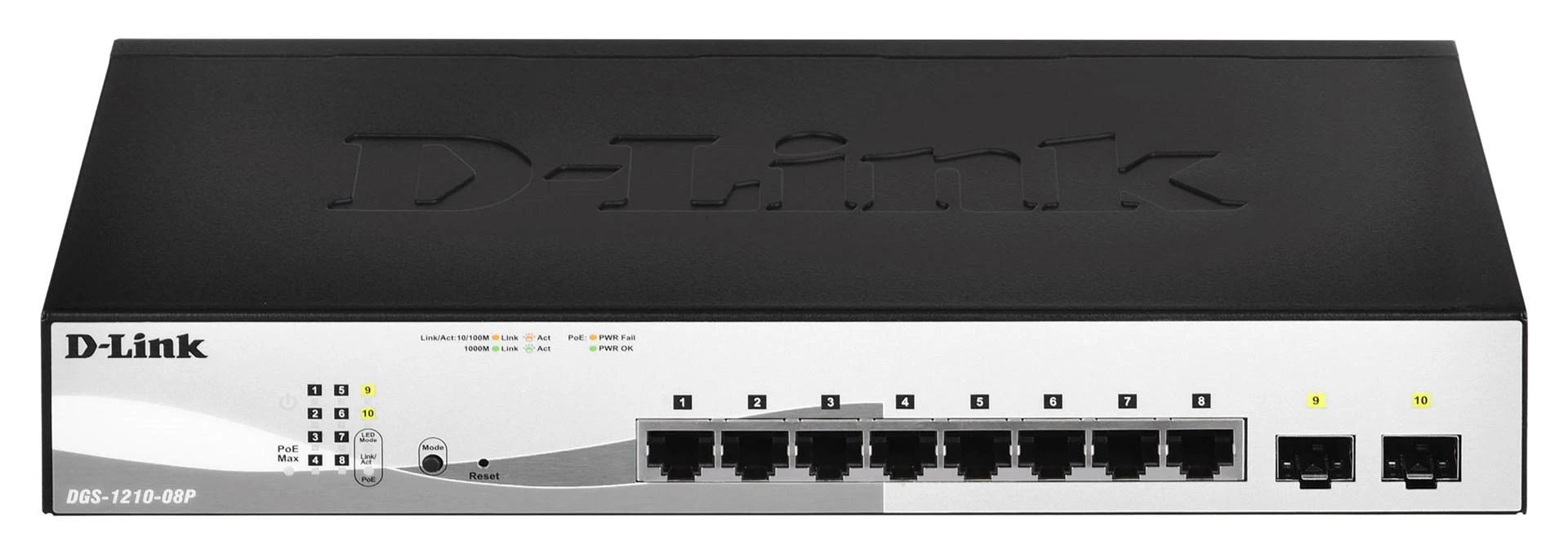 Šakotuvas D-Link | DGS-1210 serijos išmanieji valdomi gigabitiniai jungikliai | DGS-1210-08P | Tvarkoma L2 | Stalinis/montuojamas ant stovo