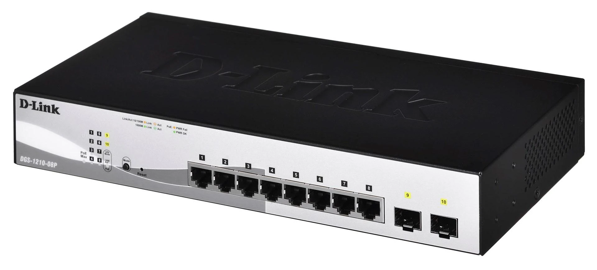 Šakotuvas D-Link | DGS-1210 serijos išmanieji valdomi gigabitiniai jungikliai | DGS-1210-08P | Tvarkoma L2 | Stalinis/montuojamas ant stovo