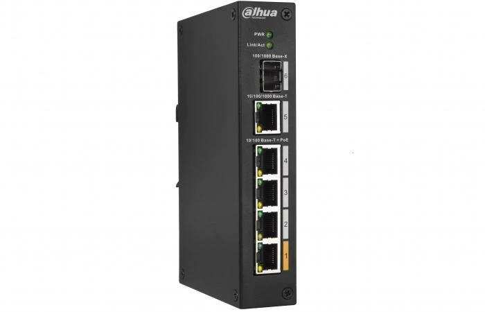 Šakotuvas PRAMONINIS SWITCH'AS POE PFS3106-4ET-60-V2 4 PRIEVADŲ SFP DAHUA