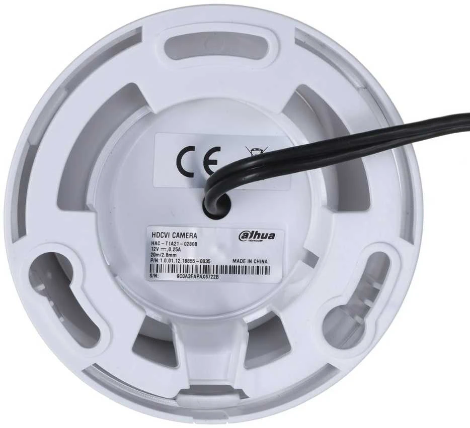 Dahua HD-CVI, CVBS kamera kupolinė 2MP su IR iki 20m. 1/2.7" 2.8mm 103°, 2DNR, DWDR, vidaus sąlygom