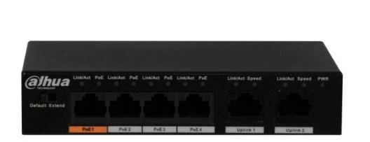 Šakotuvas SWITCH POE PFS3006-4ET-60-V2 4 PRIEVADŲ DAHUA