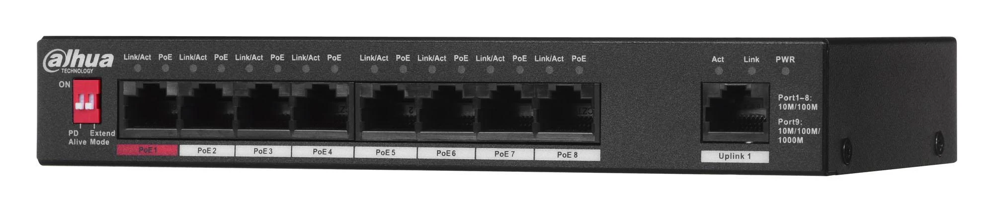 Šakotuvas SWITCH POE PFS3009-8ET1GT-96-V2 8 PRIEVADŲ DAHUA