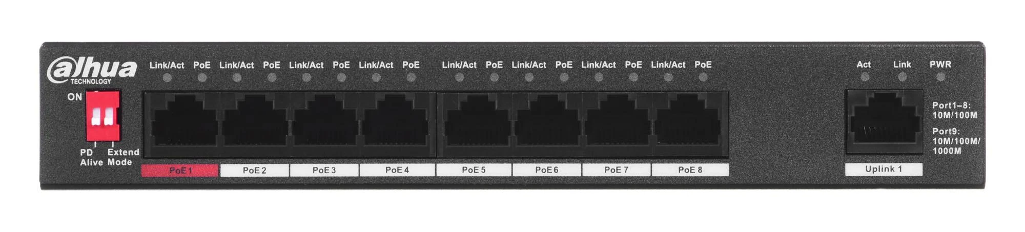 Šakotuvas SWITCH POE PFS3009-8ET1GT-96-V2 8 PRIEVADŲ DAHUA