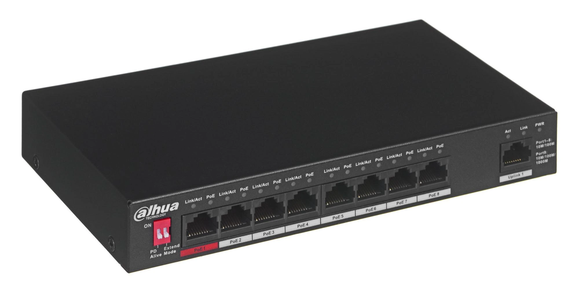 Šakotuvas SWITCH POE PFS3009-8ET1GT-96-V2 8 PRIEVADŲ DAHUA
