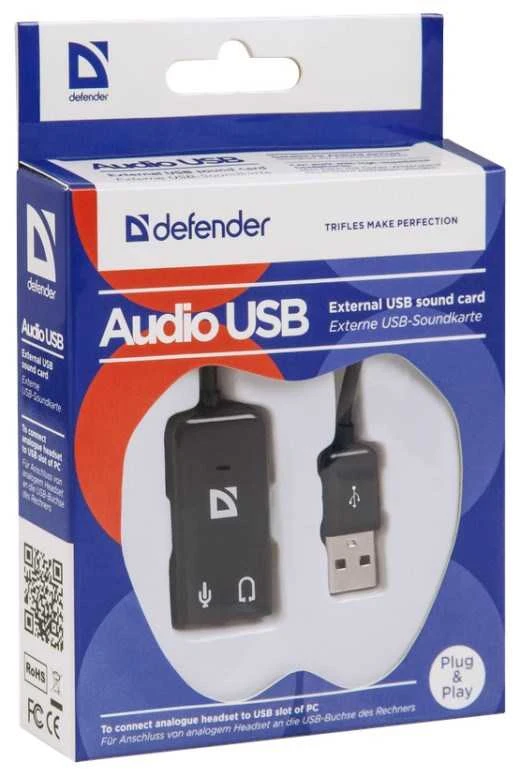 DEFENDER AUDIO-USB Išorinis USB 2.0 garso kontroleris su laidu 0.15m