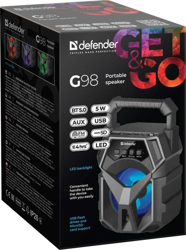 Nešiojamasis Garsiakalbis - Defender G98 Mono 5 W Juodas