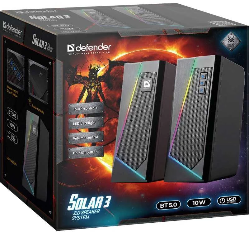 SPEAKERS DEFENDER SOLAR 3 2.0 BLUETOOTH 10W LED USB