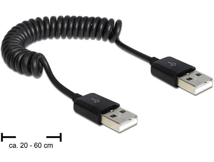 DELOCK Kabelis USB 2.0-A St/St Spiralkabel