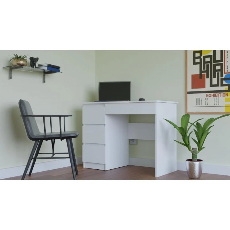 Top E Shop Rašomasis Stalas - Mijas Kairysis Baltas Matinis