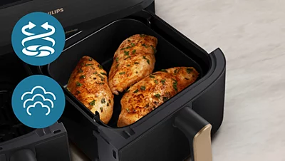 Dviejų krepšelių gruzdintuvė su garų funkcija Philips 5000 series NA552/00, 9 l aprašymas - Prekės nuotrauka