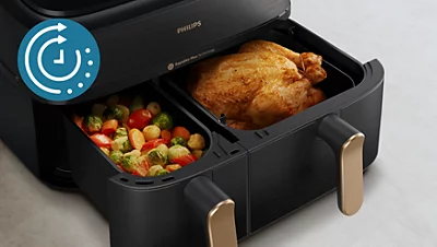 Dviejų krepšelių gruzdintuvė su garų funkcija Philips 5000 series NA552/00, 9 l aprašymas - Prekės nuotrauka
