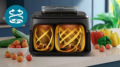 Dviejų krepšelių gruzdintuvė su garų funkcija Philips 5000 series NA552/00, 9 l aprašymas - Prekės nuotrauka