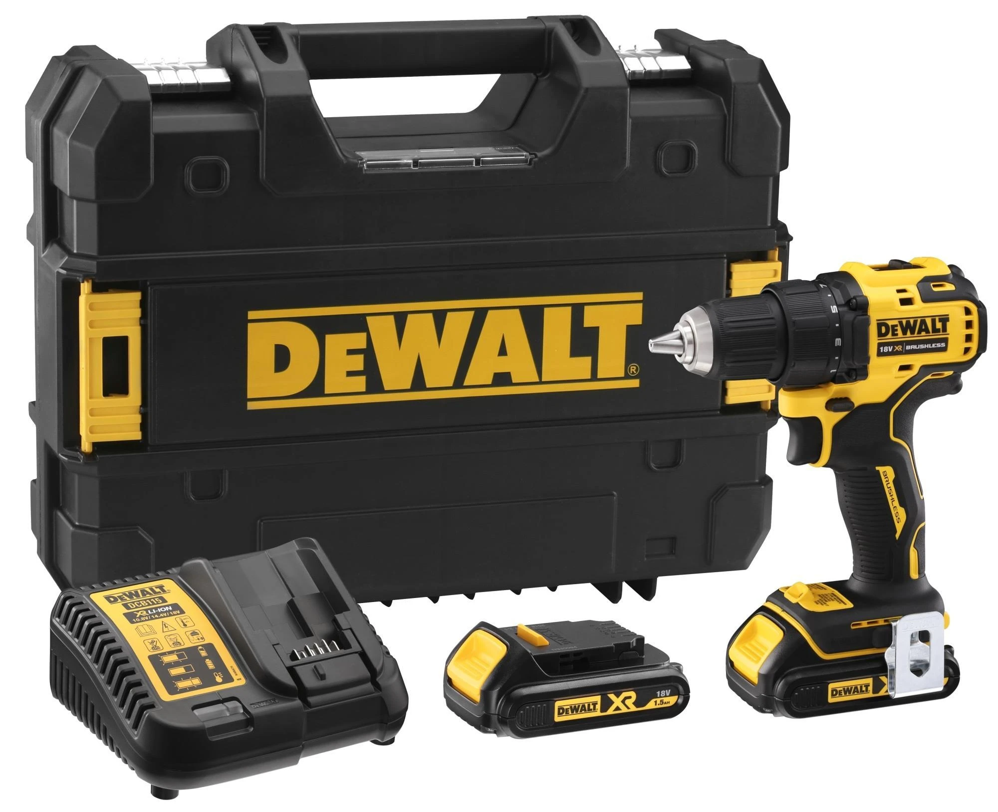 Dewalt suktuvas-gręžtuvas su lagaminu ir priedais