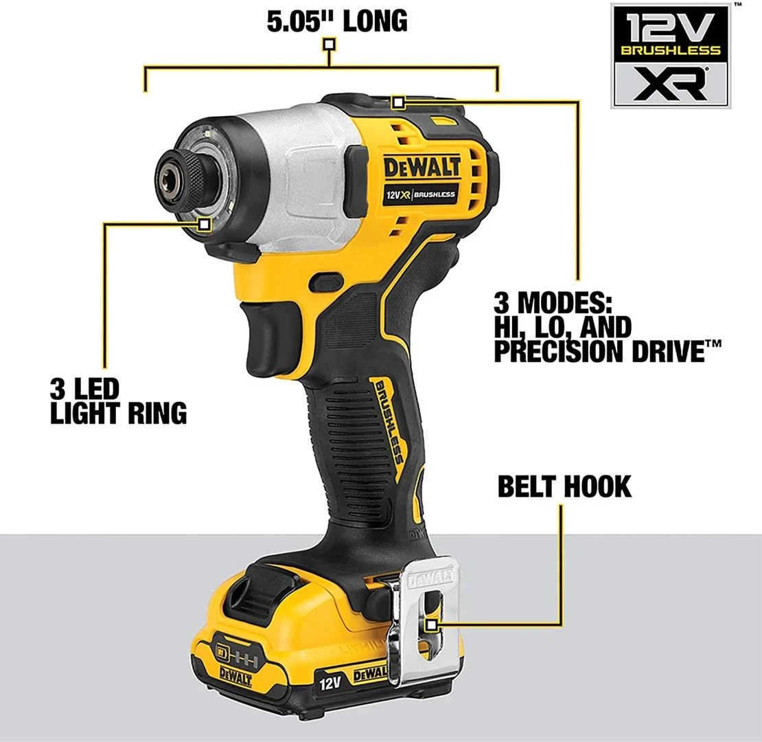 DEWALT POVEIKIO VAIRUOTOJAS 12V 163Nm 2x2.0Ah DCF801D2