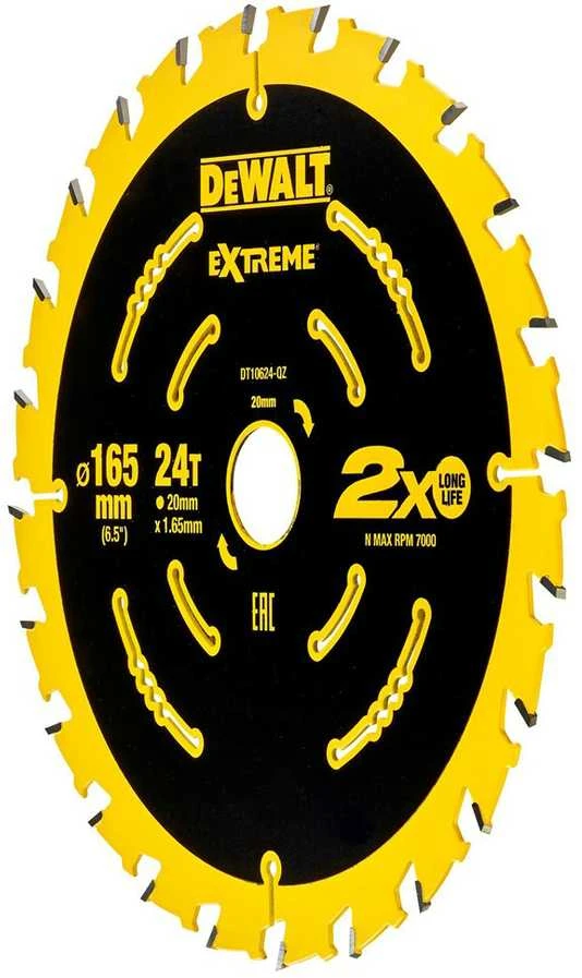 Pjovimo diskas medienai DeWalt; 165x1,65x20,0 mm; Z24; 18°