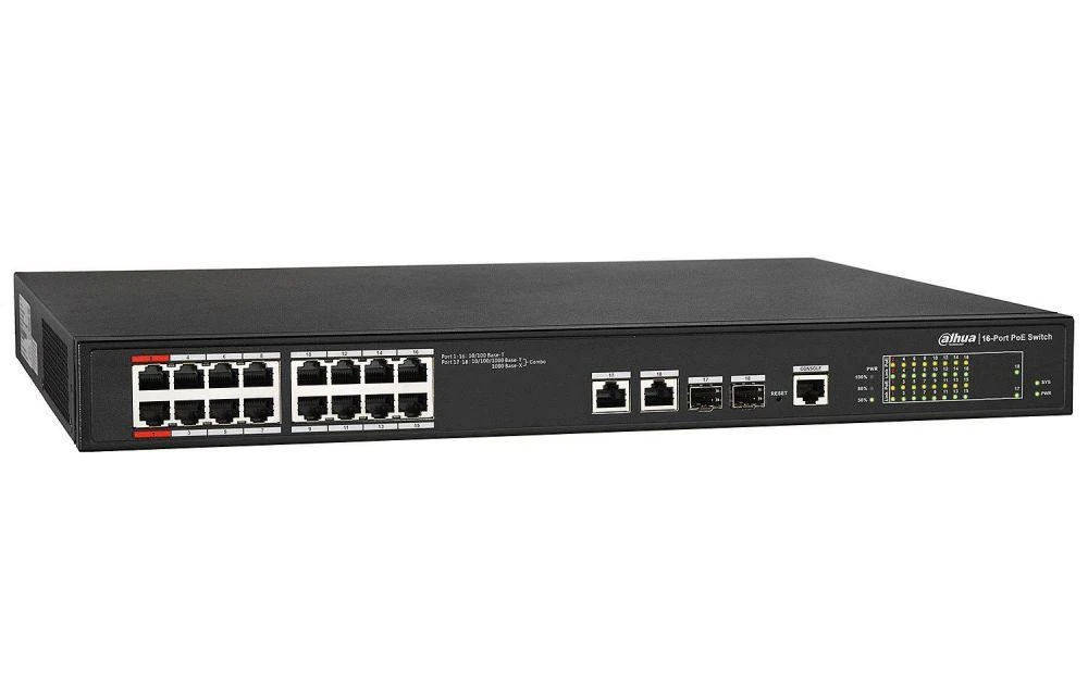 Šakotuvas SWITCH POE PFS4218-16ET-240-V3 16 PRIEVADŲ SFP DAHUA