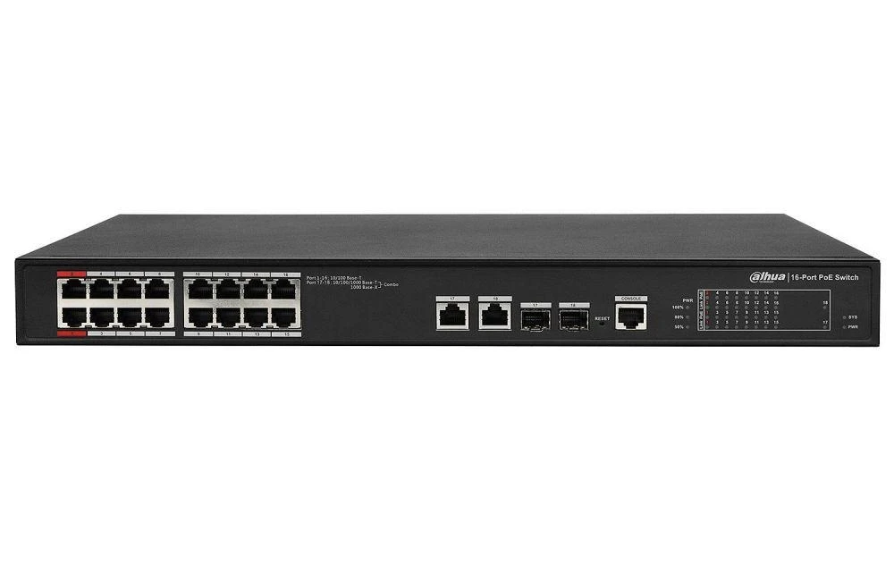 Šakotuvas SWITCH POE PFS4218-16ET-240-V3 16 PRIEVADŲ SFP DAHUA
