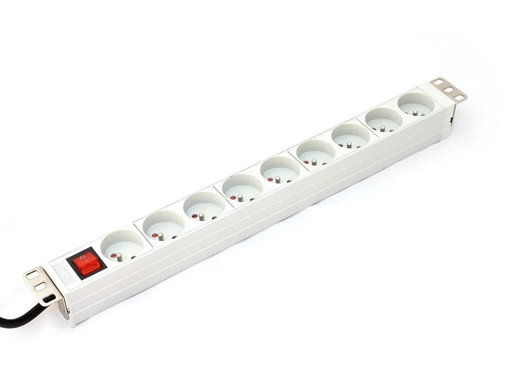 Assmann Electronic ASSMANN A-19-STRIP-4-IMP PDU išvesties juosta 19 RACK 9xType E 1,8 m laidas su C14 On/Off aliuminio