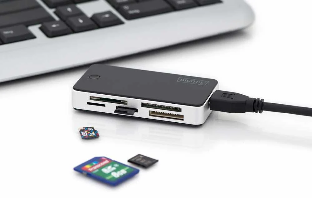 Assmann Electronic DIGITUS USB 3.0 kortelių skaitytuvo palaikymas MS/SD/SDHC/MiniSD/M2/CF/MD/SDXC kortelės 1M USB A jungties laidas