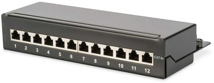 DIGITUS Patchpanel 1HE 12-Port Cat6A geschirmt juodas