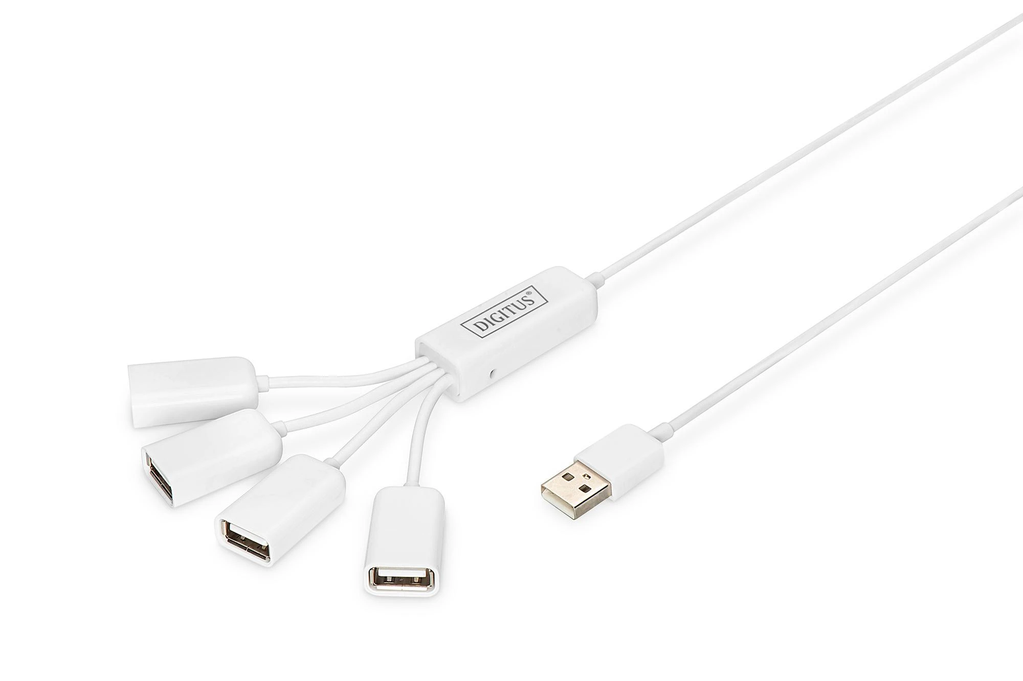 Assmann Electronic DIGITUS USB2.0 kabelio šakotuvas 4 prievadų magistralė maitinama 4xUSB A/F 1xUSB A/M be maitinimo šaltinio