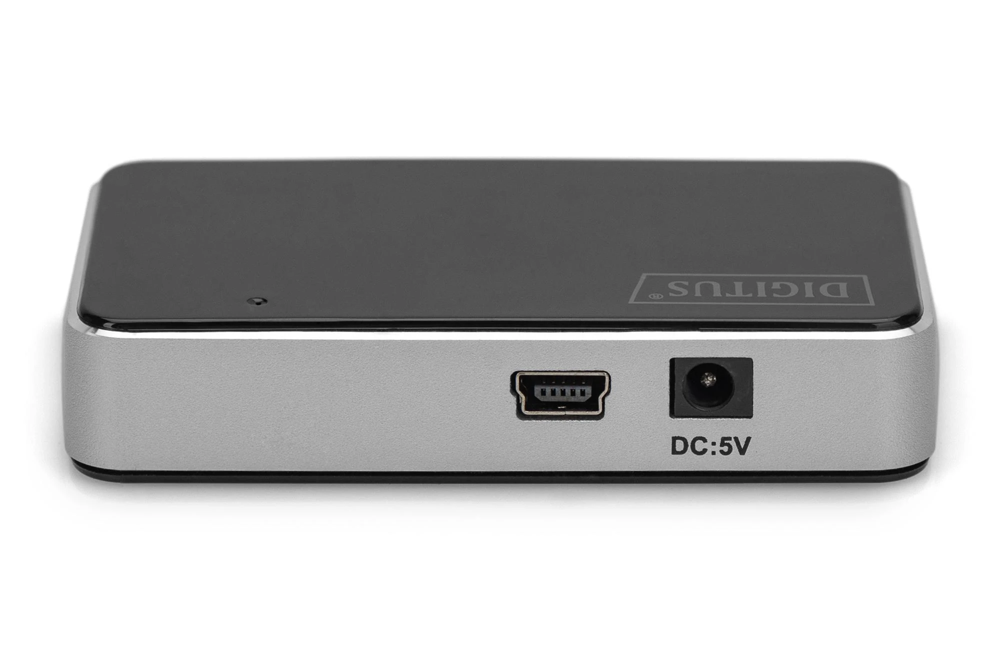 Assmann Electronic DIGITUS USB2.0 Hub 4 prievadų 4xUSB A /F USB B mini F įsk. maitinimo šaltinis ir USB kabelis A/B mini