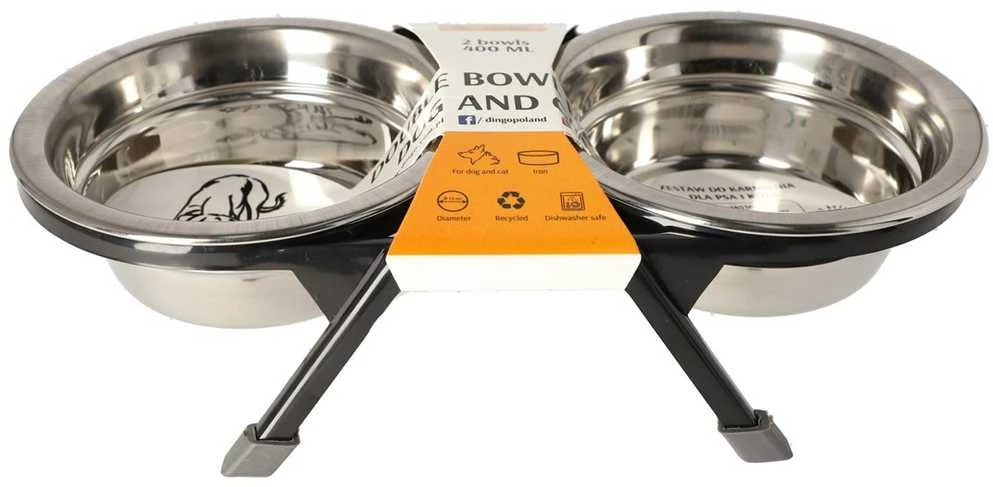 DINGO dubenėliai ant stovo - dubenėliai šunims ir katėms - 2 x 400 ml