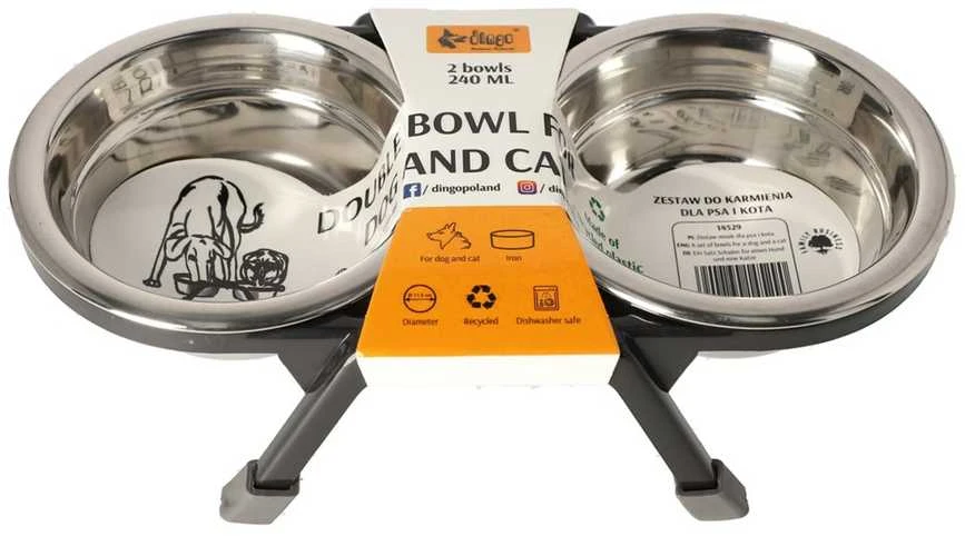 DINGO dubenėliai ant stovo - dubenėliai šunims ir katėms - 2 x 400 ml