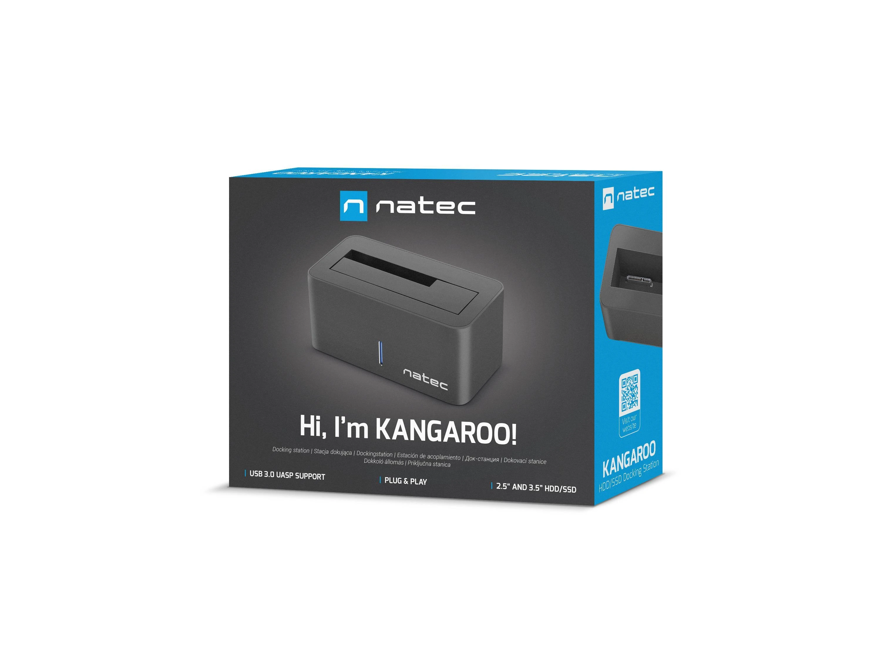 NATEC NSD-0954 prijungimo stotis KANGAROO Sata 2,5/3,5 colio HDD USB 3.0 + kintamosios srovės adapteris