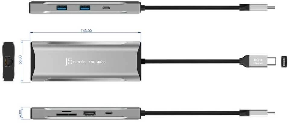 J5 Create J5create – 4k60 Elite USB-C 10Gbps mini dokas