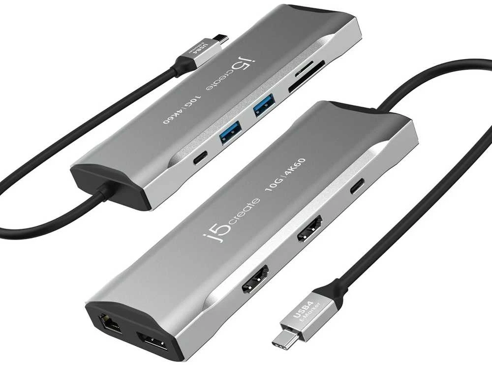 J5create – 4K60 Elite USB-C trijų monitorių 10 Gbps mini dokas
