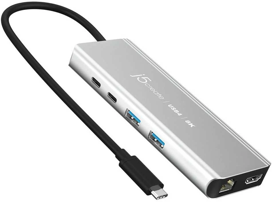 J5Create pilkas USB4 adapteris su jungtimis