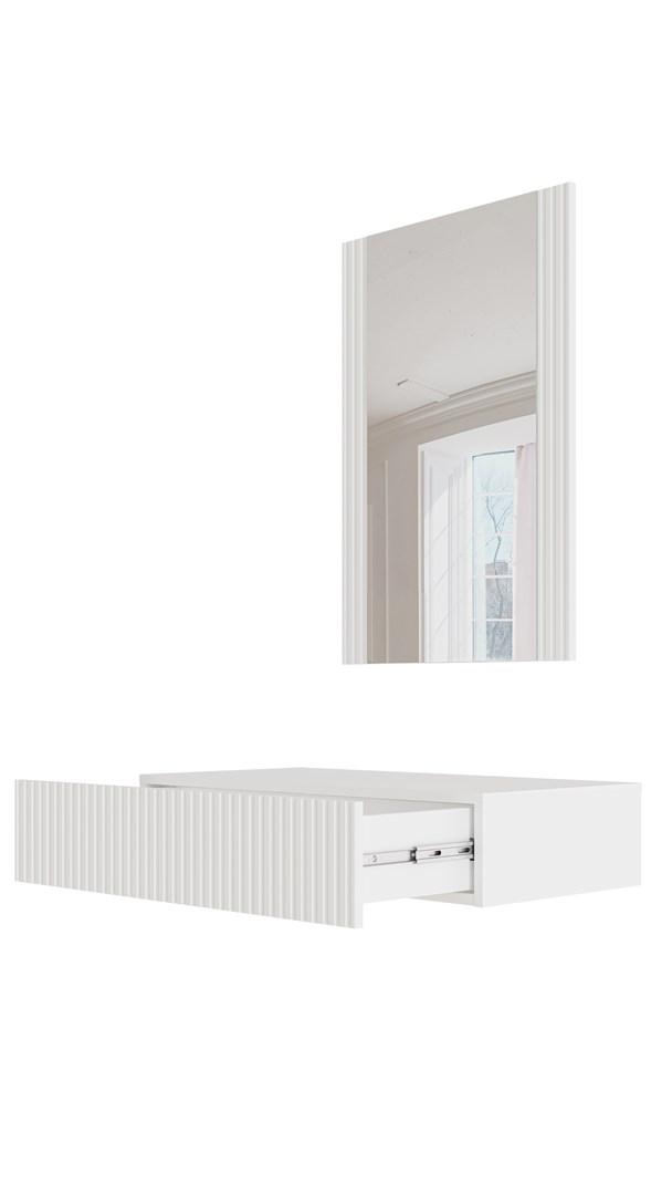 CMM Cama Meble Tualetinis staliukas su veidrodžiu PAFOS 80x41.6x100 baltas matinis