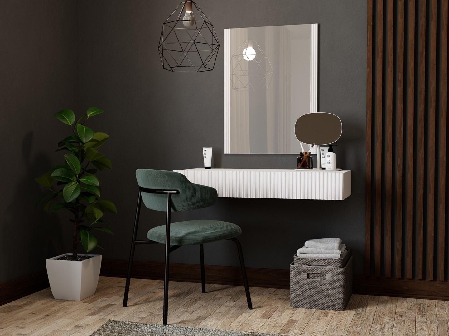 CMM Cama Meble Tualetinis staliukas su veidrodžiu PAFOS 80x41.6x100 baltas matinis