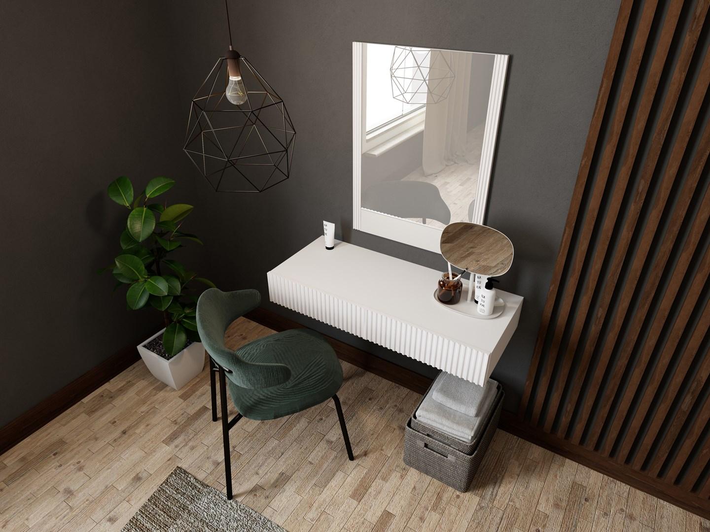 CMM Cama Meble Tualetinis staliukas su veidrodžiu PAFOS 80x41.6x100 baltas matinis