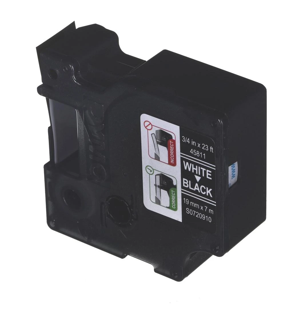 D1, žymėjimo juosta, 19mm, baltas tekstas ant juodo juostos, 7m - 45811 DYMO / S0720910
