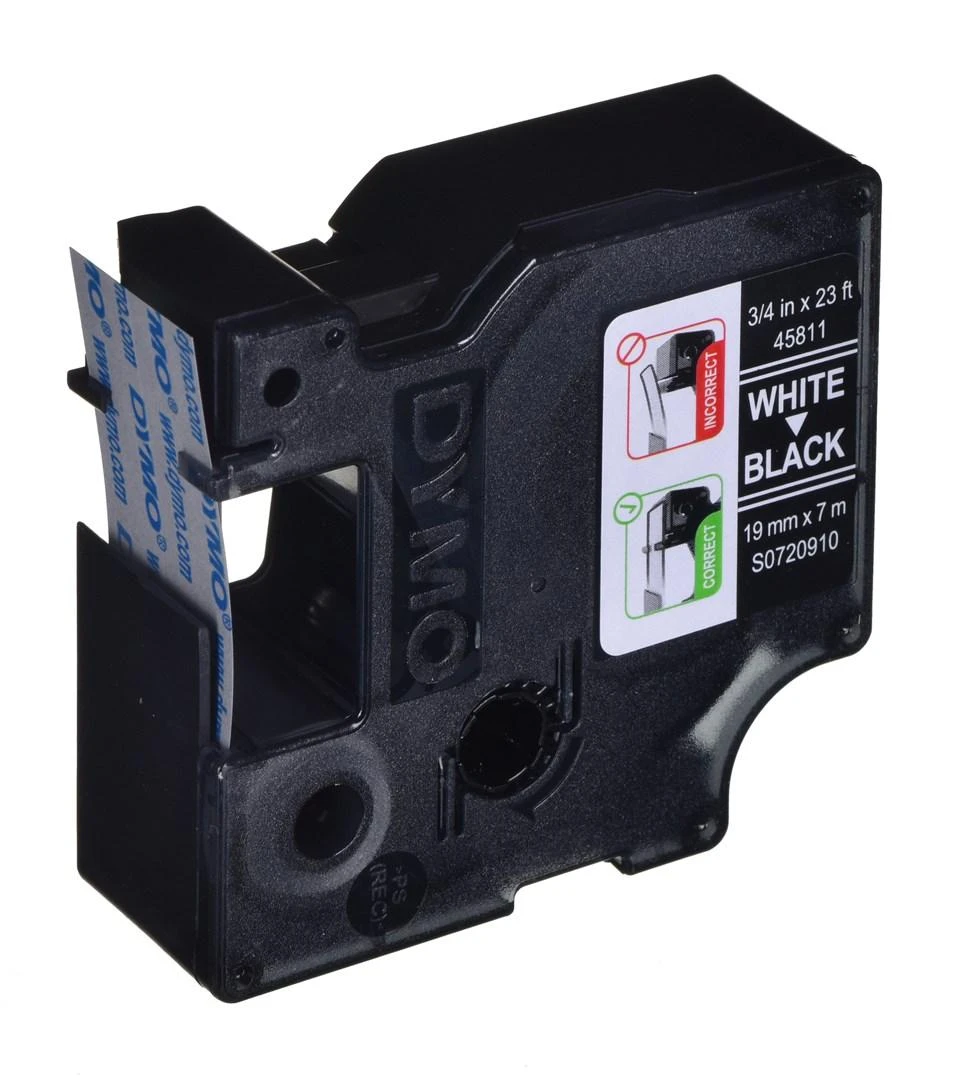 D1, žymėjimo juosta, 19mm, baltas tekstas ant juodo juostos, 7m - 45811 DYMO / S0720910