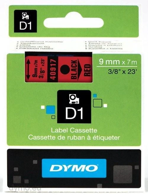 Juostelė DYMO D1 9mm x 7m, juoda ant raudono / S0720720 40917