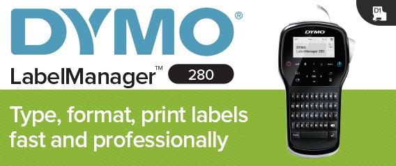 DYMO „LabelManager 280“ etikečių spausdintuvas | Įkraunamas nešiojamas etikečių spausdintuvas su QWERTY klaviatūra | Pridedama nespalvota D1 etikečių juosta (12 mm) | Namams ir biurui (ES kištukas)