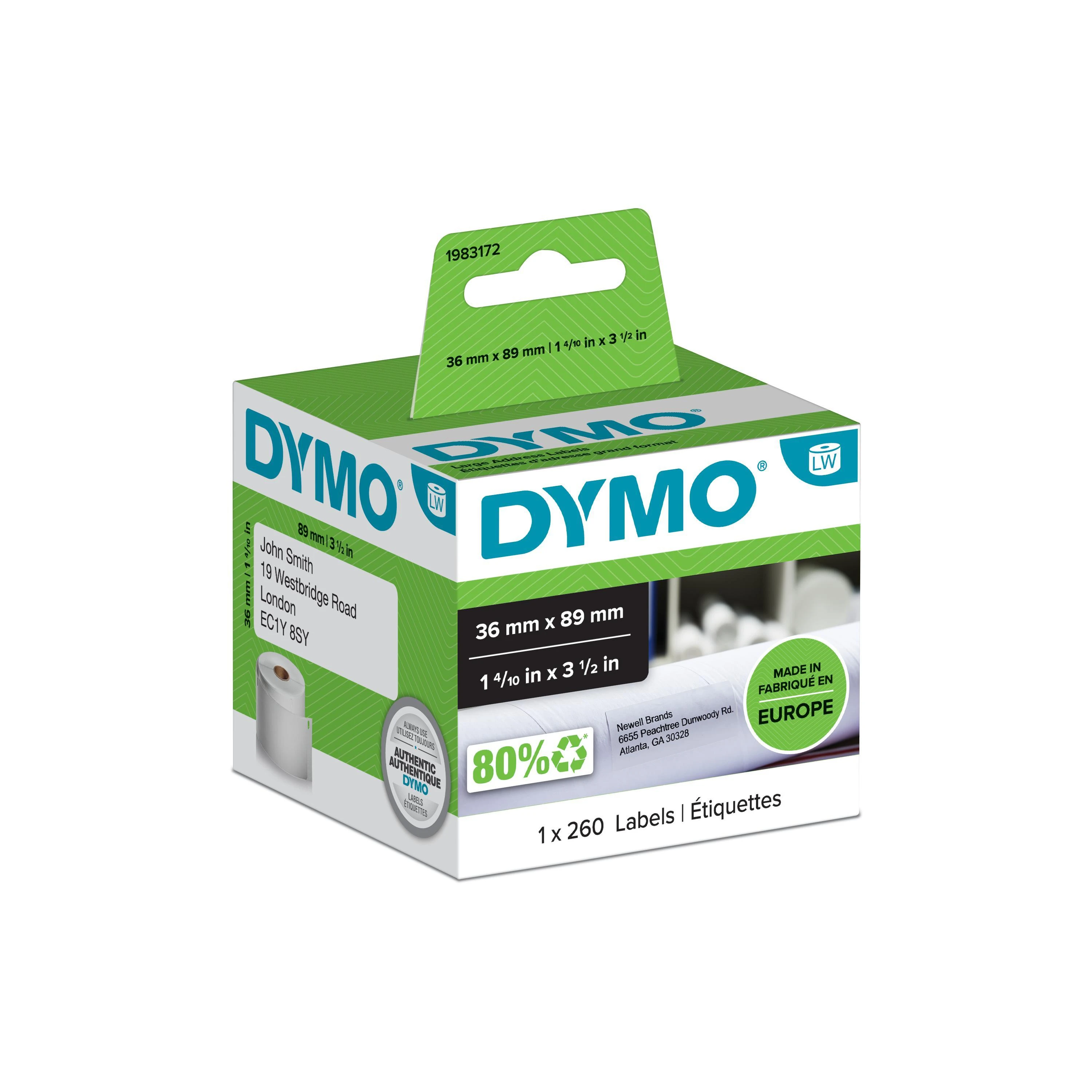 DYMO 1983172 etiketė spausdinimui Balta Lipni spausdintuvo etiketė