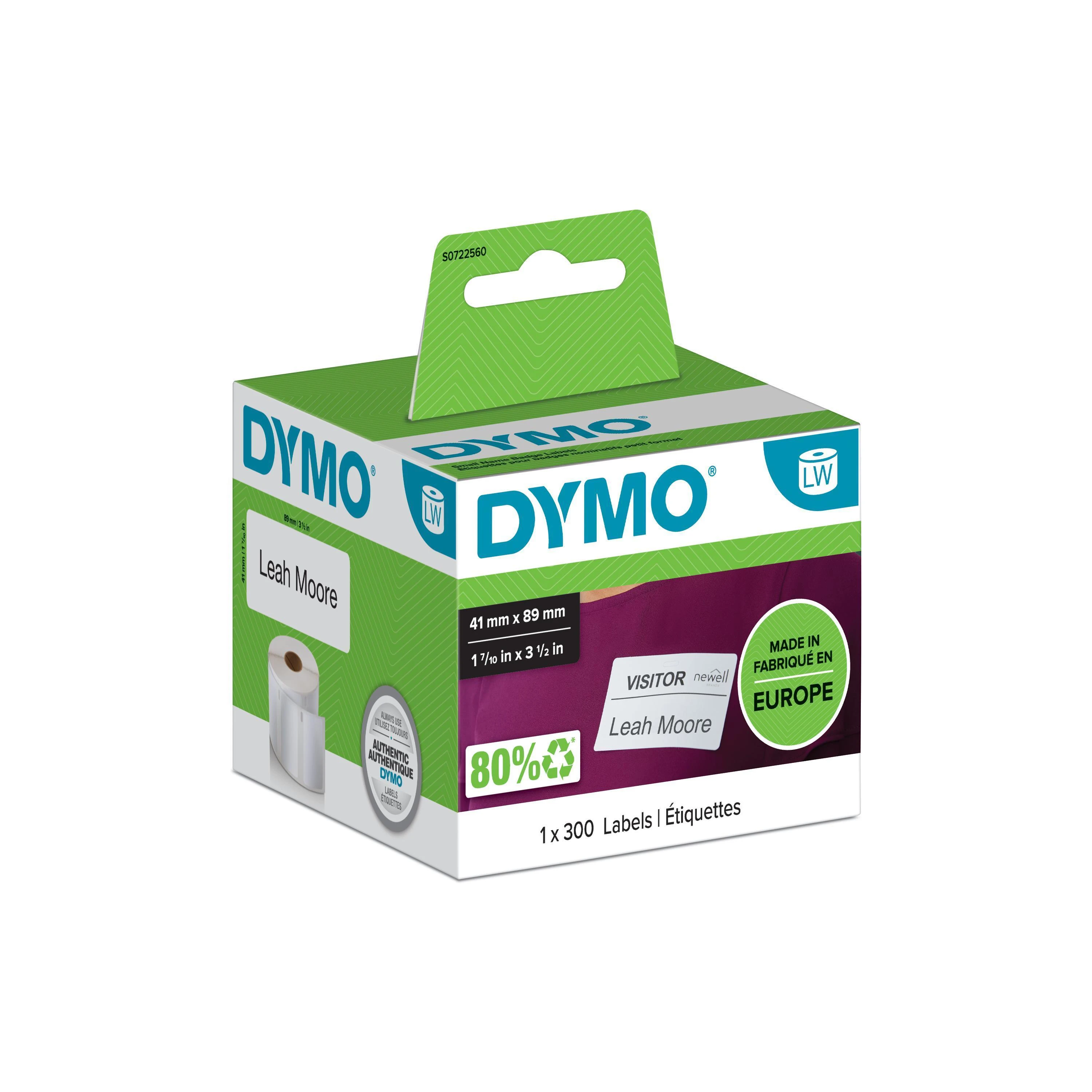Etiketės DYMO Labelwriter 89x41 mm, 300 vnt, BALTA
