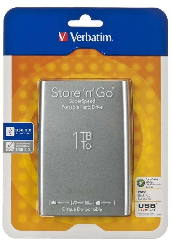 Kietasis Išorinis diskas Verbatim Store & Go 2.5'' 1TB USB3, Sidabrinis