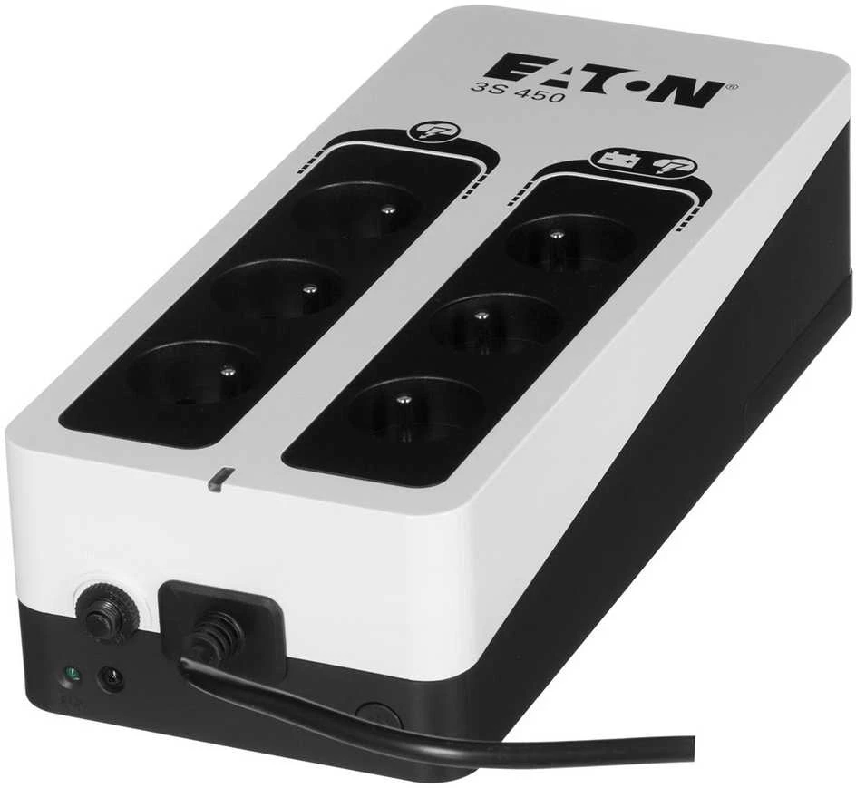Eaton 3S450F nepertraukiamo maitinimo resursai (UPS) Budėjimo režimas (neprisijungus) 450 VA 270 W 6 AC išvestis(ys / čių)