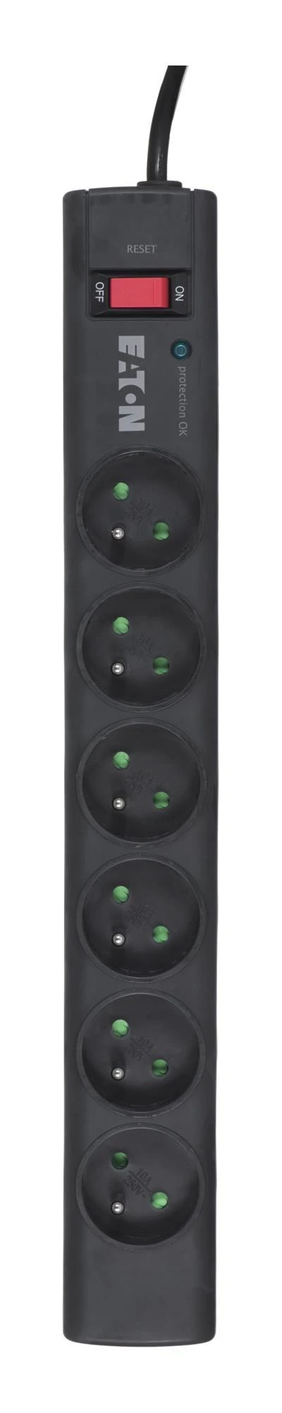 Eaton PS6F viršįtampių ribotuvas 6 AC išvestis(ys / čių) 220 - 250 V Juoda, Balta 1 m