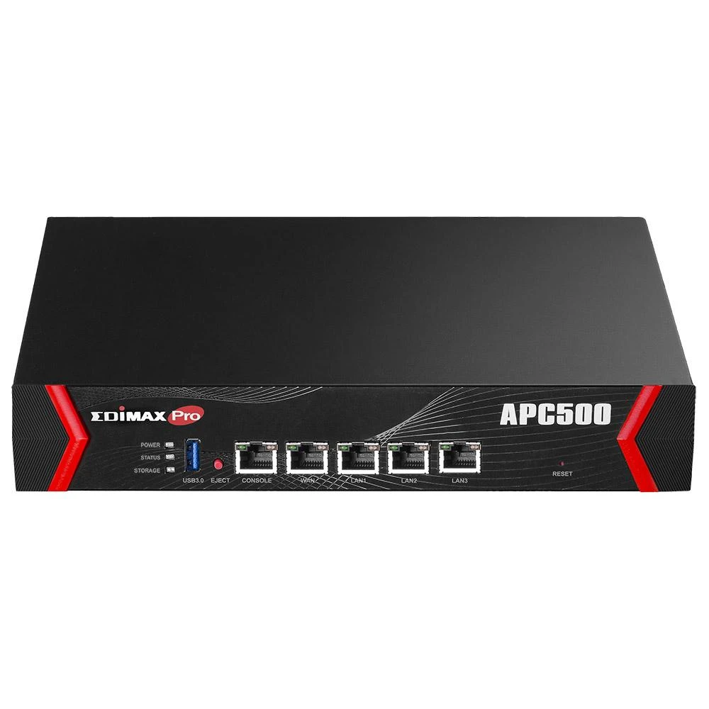 Šakotuvas Edimax Wireless AP Controller APC500 10/100/1000 Mbit/s, Ethernet LAN (RJ-45) jungtys 3, 1xUSB 3.0, Valdo iki 128 Edimax Pro prieigos taškus, įskaitant vidaus ir lauko AP.