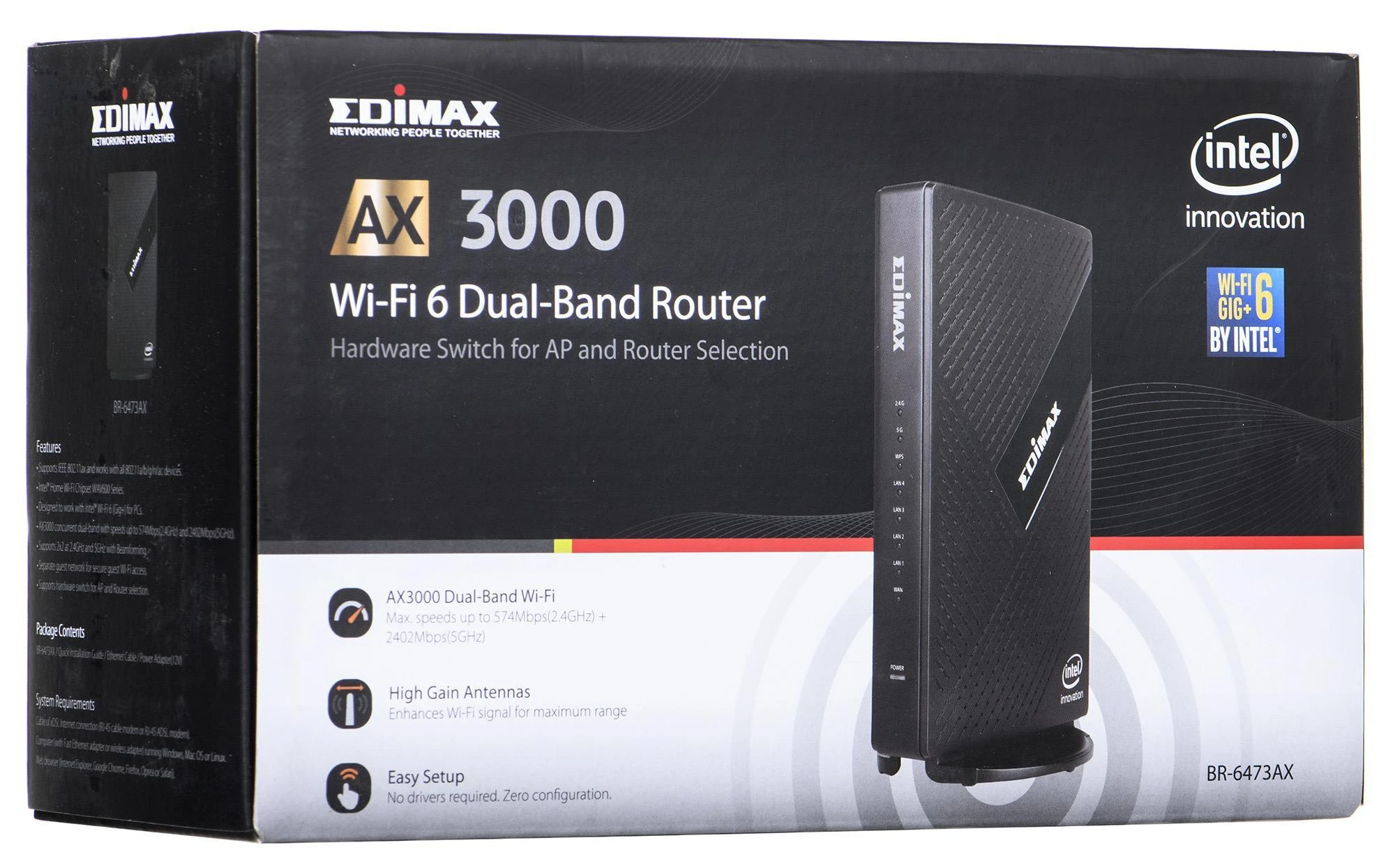 EDIMAX AX3000 Wi-Fi 6 Dual-Band Gigabit Maršrutizatorius 802.11ac 5GHz+2.4GHz