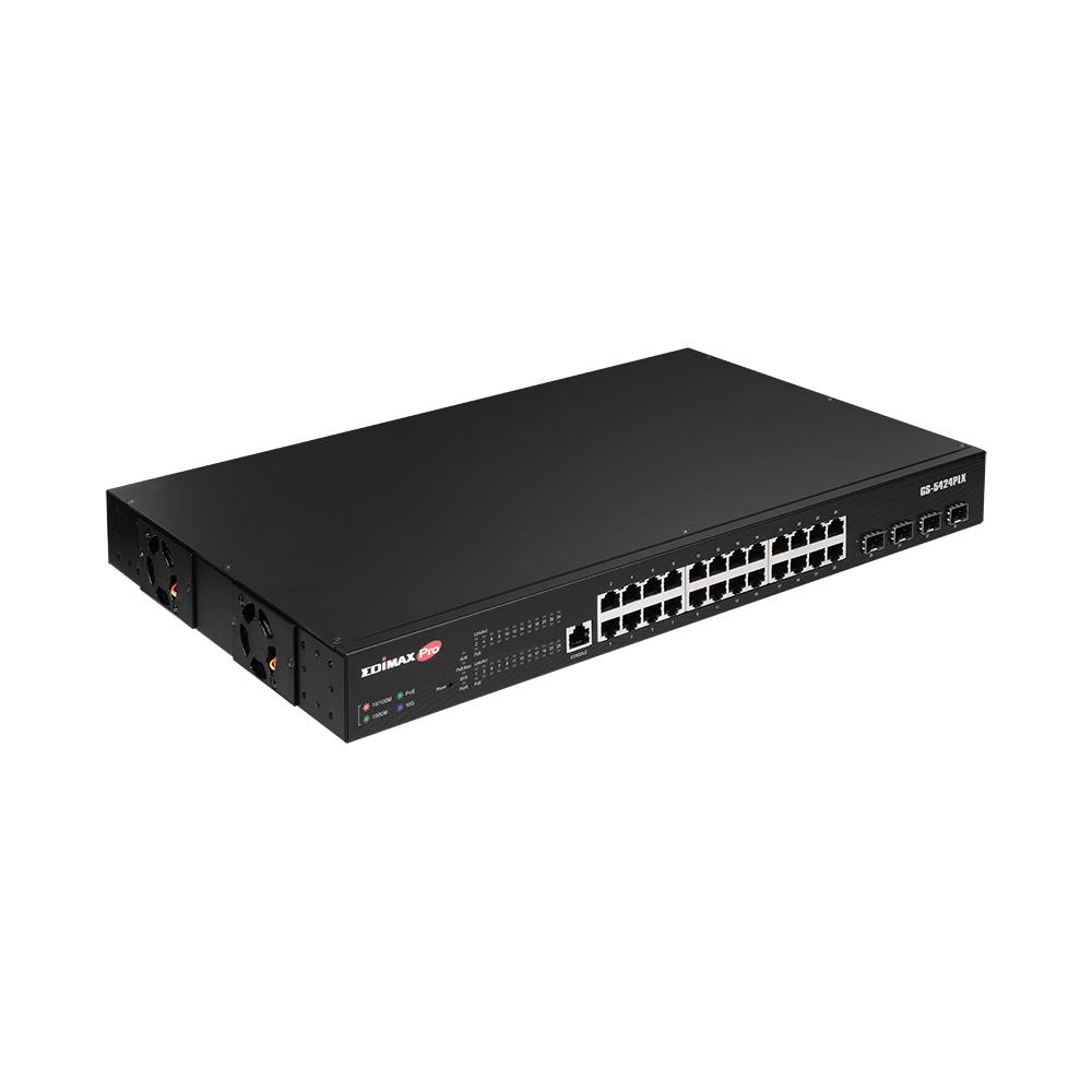 Šakotuvas EDIMAX 24 prievadų gigabito PoE tolimojo ryšio 10 GbE uplink komutatorius