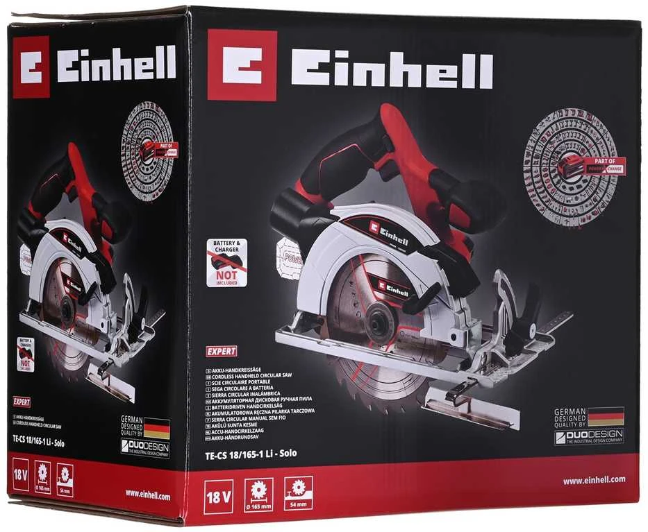 Einhell Akumuliatorinis diskinis pjūklas TE-CS 18/165-1 Li be akumuliatoriaus ir kroviklio